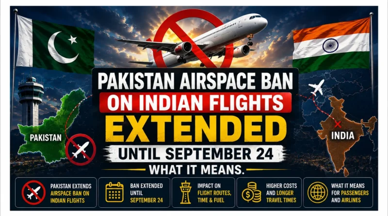Pakistan Airspace Ban on Indian Flights Extended Until September 24 - What It Means